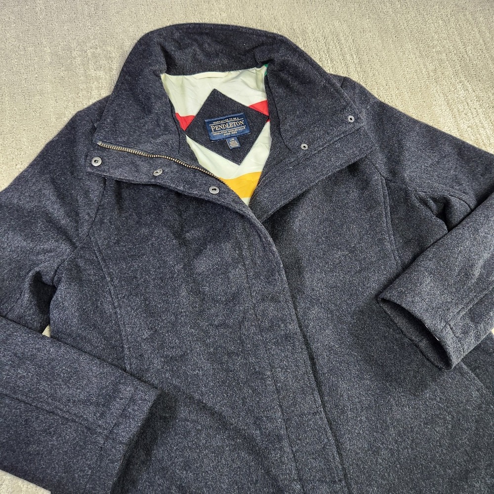 Pendleton Jacket Women Large Wool Water Resistant Gray Cascade Campbell Coat